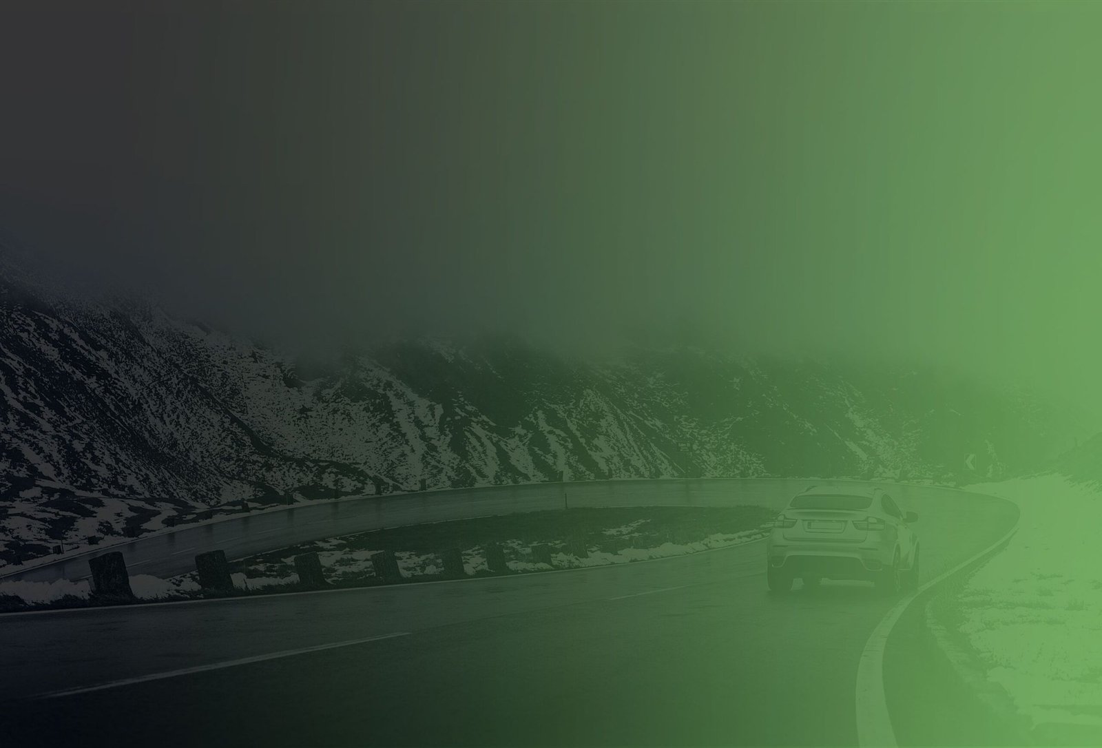 Car Driving Between Snowy Mountains Car Driving Between Snowy Mountains